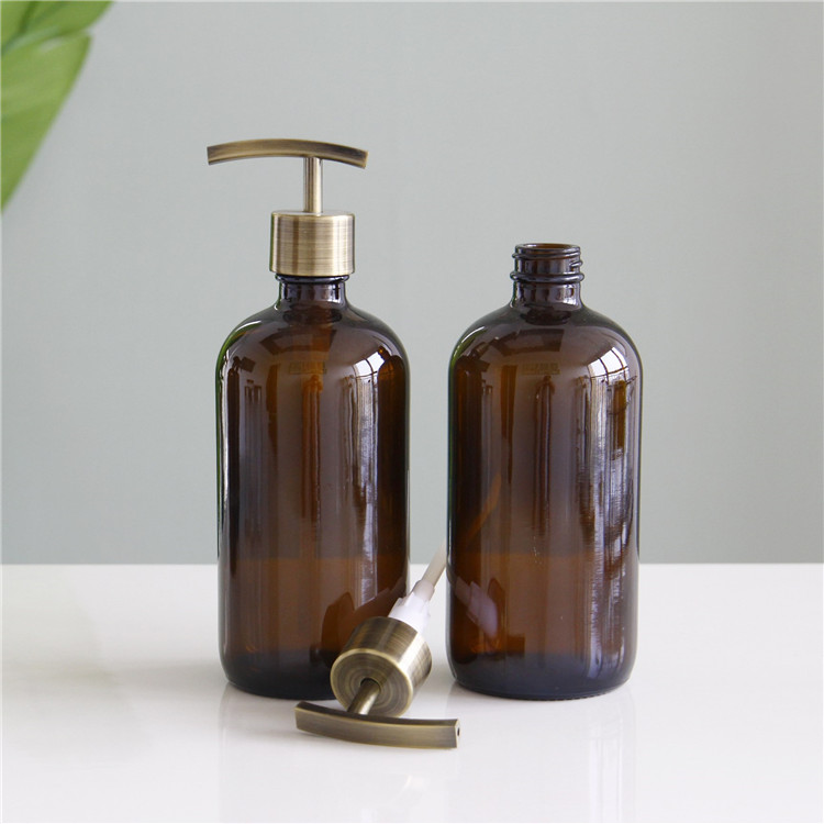 Wholesaler 500ml Amber Glass Bottle Glass Pump Bottle For Lotion