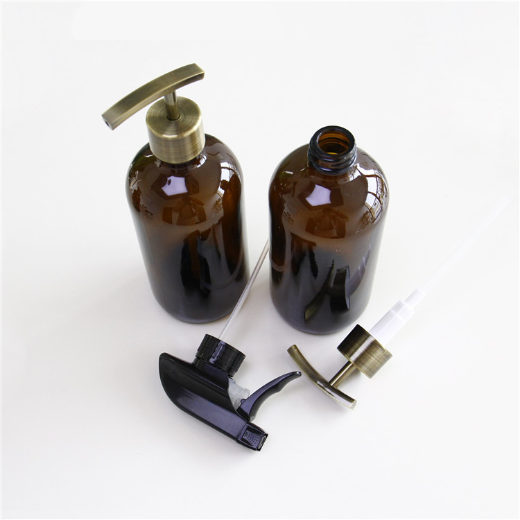 Wholesaler 500ml Amber Glass Bottle Glass Pump Bottle For Lotion