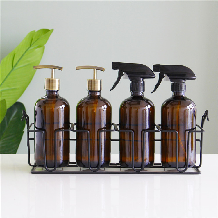 Wholesaler 500ml Amber Glass Bottle Glass Pump Bottle For Lotion