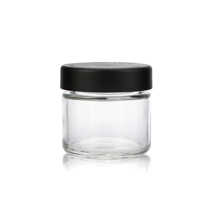 Wholesales 1oz 2oz 4oz 8oz straight side cream glass jar with child resistant lids clear round shape glass jar