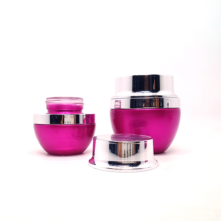 Wholesales 20g 30g 50g pink glass cream jar with shiny silver cap for eye cream