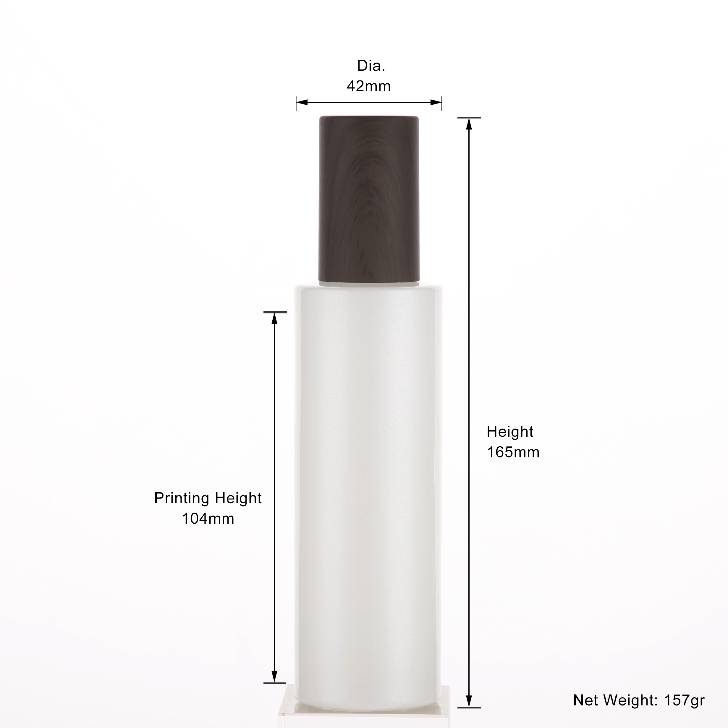 Wholesales 30ml 100ml 120ml pearl white glass lotion pump bottle with wood grain cover