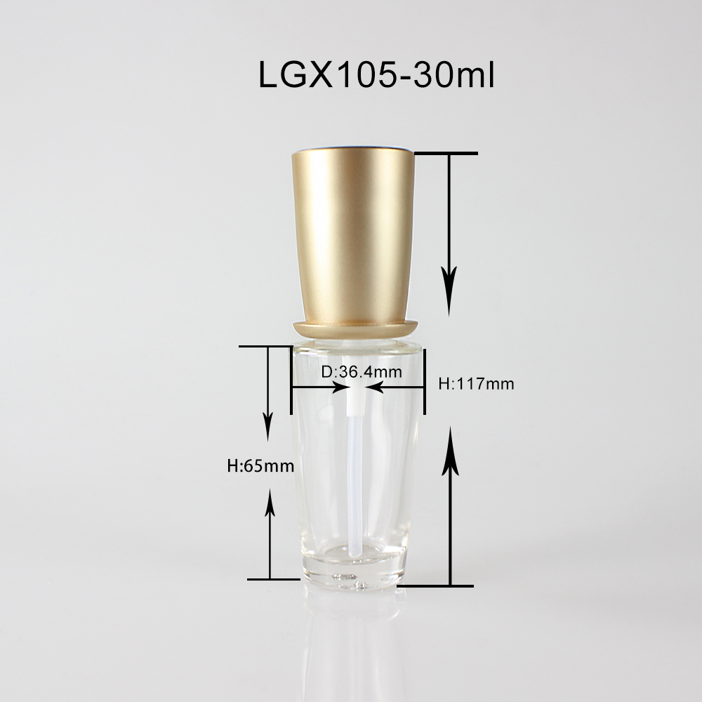 Wholesales 30ml 40ml 100ml 120ml glass cosmetic lotion pump bottle with gold cap packaging for skin care