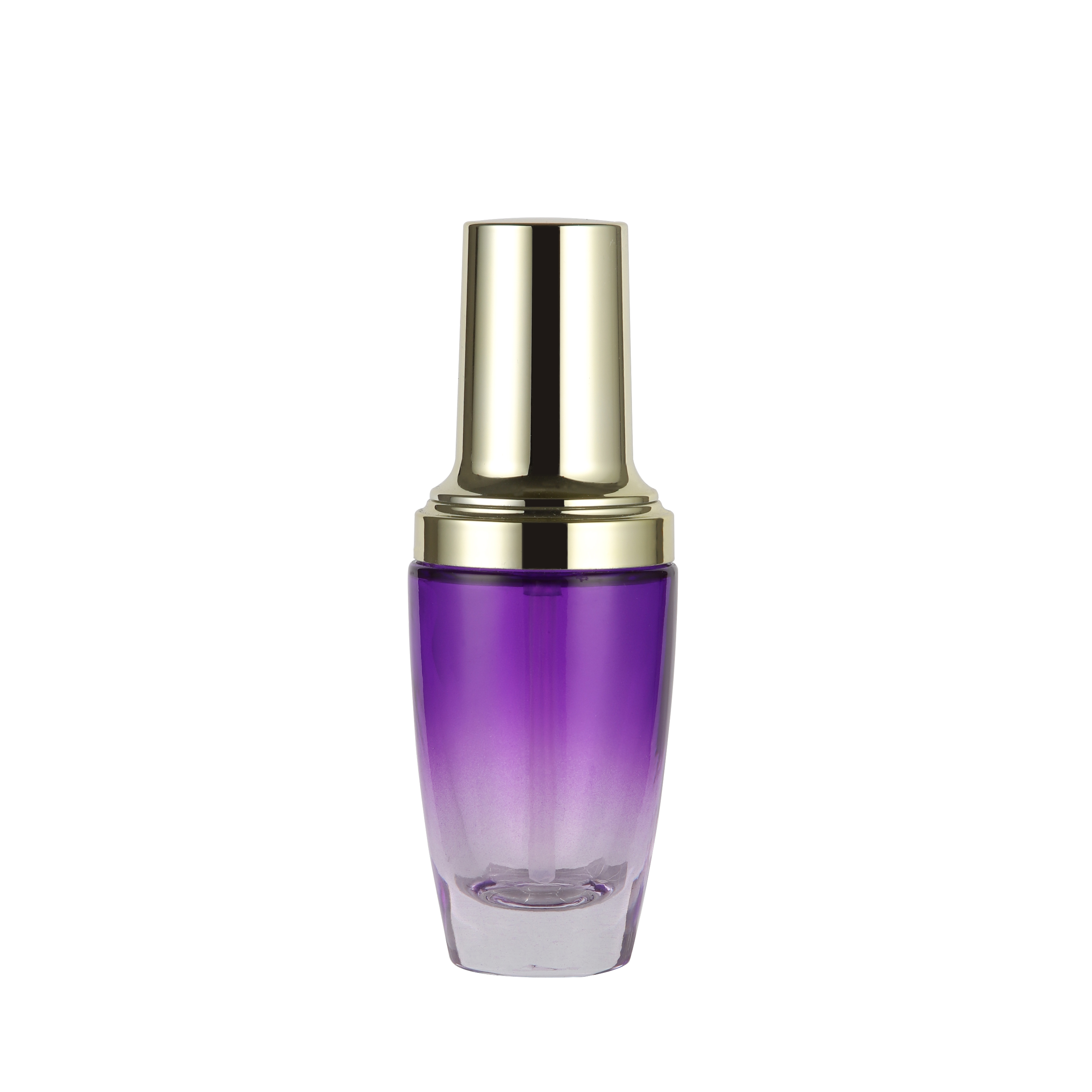 Wholesales 30ml 50ml  100ml 120ml purple or  pink  glass lotion pump bottle with gold or silver cover