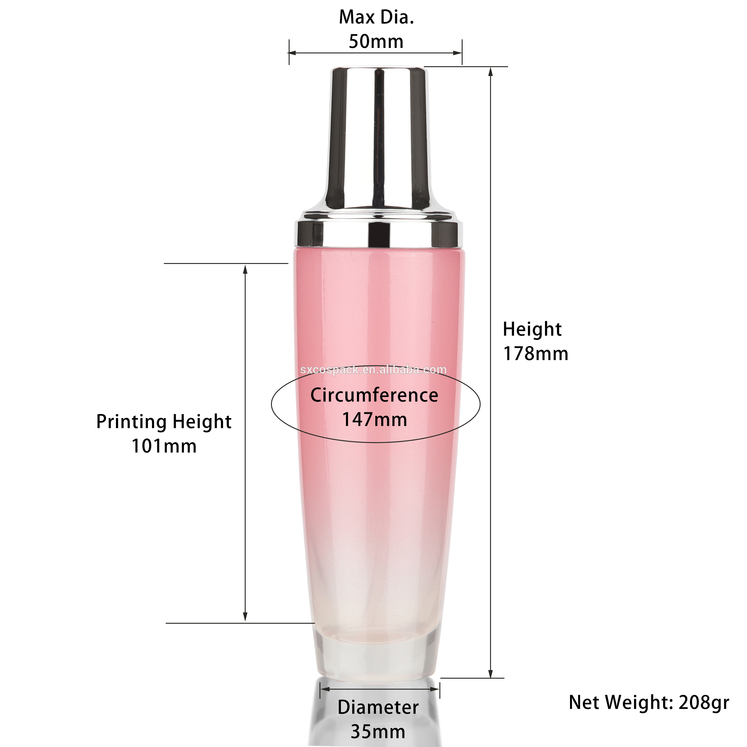 Wholesales 30ml 50ml 100ml 120ml purple or pink glass lotion pump bottle with gold or silver cover