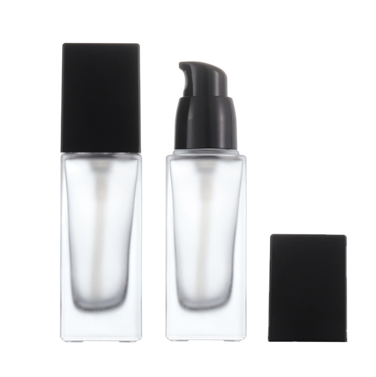 Wholesales 30ml make-up glass container foundation cream square frost glass bottle