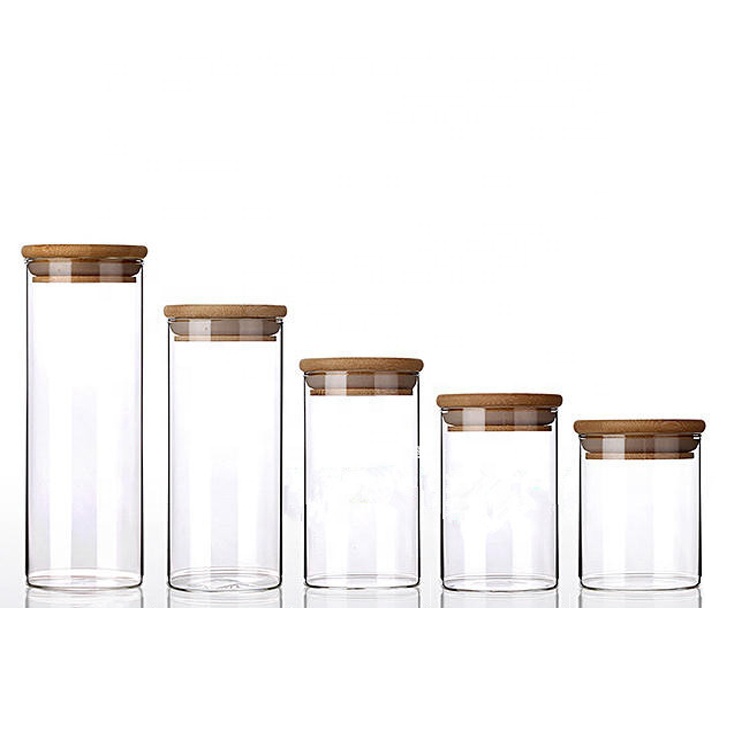 Wholesales 50ml 80ml 100ml 120ml 150ml empty mini high quality clear glass food storage jar with bamboo cork lid BJ-CC21