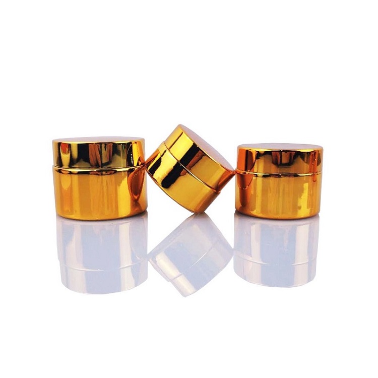 Wholesales 5g 10g 15g 20g 30g 50g Glass Cream Jar Electroplate Gold Silver Face Cream Container Lotion Cosmetic Cream Jars
