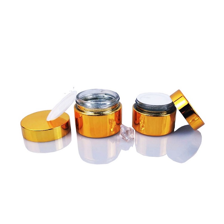 Wholesales 5g 10g 15g 20g 30g 50g Glass Cream Jar Electroplate Gold Silver Face Cream Container Lotion Cosmetic Cream Jars