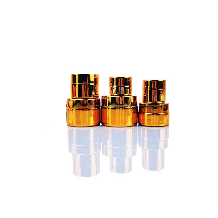 Wholesales 5g 10g 15g 20g 30g 50g Glass Cream Jar Electroplate Gold Silver Face Cream Container Lotion Cosmetic Cream Jars