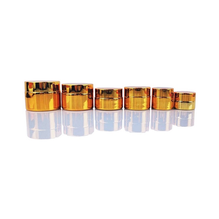 Wholesales 5g 10g 15g 20g 30g 50g Glass Cream Jar Electroplate Gold Silver Face Cream Container Lotion Cosmetic Cream Jars