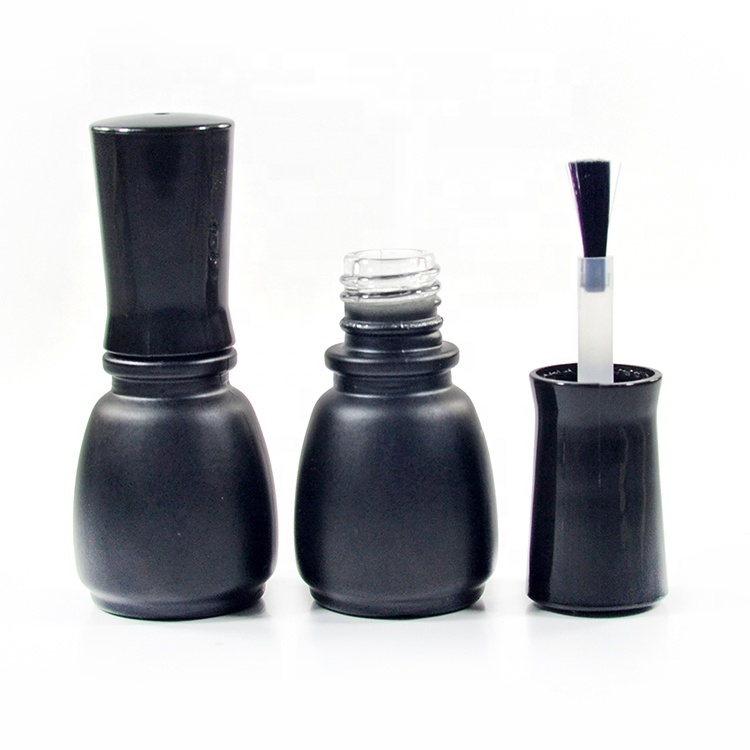Wholesales 5ml 7ml 9ml 10ml 11ml 13ml 14ml 17ml frosted matte black empty glass uv gel nail polish bottle with brush