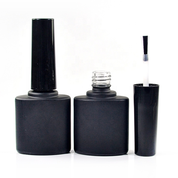 Wholesales 5ml 7ml 9ml 10ml 11ml 13ml 14ml 17ml frosted matte black empty glass uv gel nail polish bottle with brush