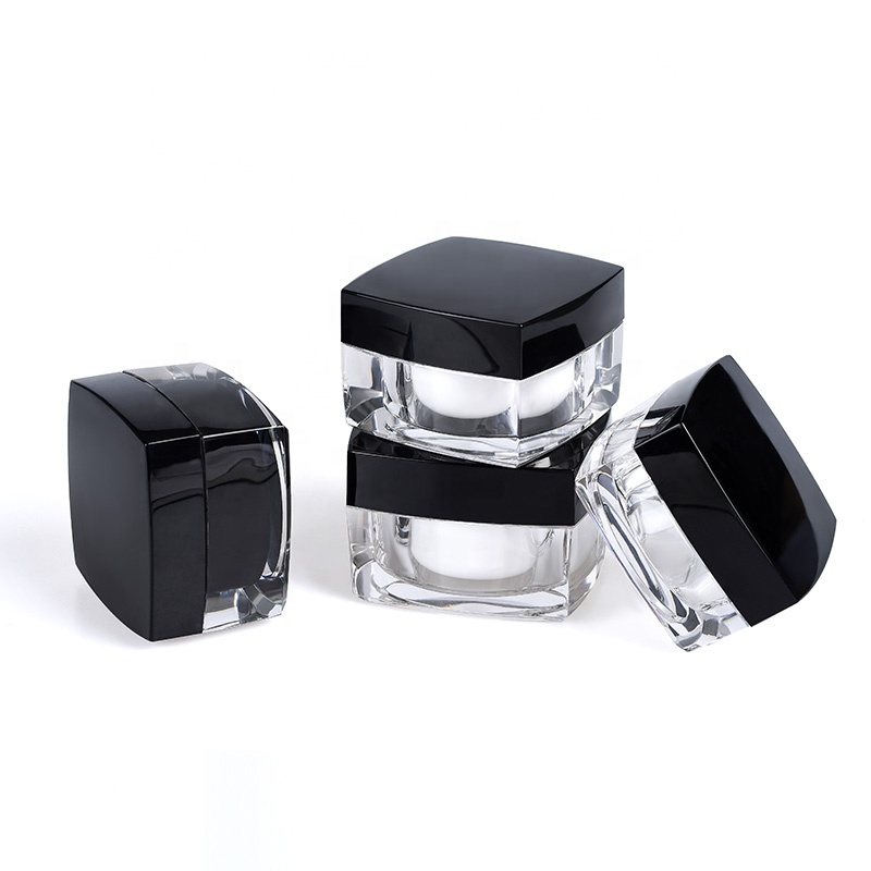 Wholesales Cosmetic Packaging container double wall 5g 10g 15g 30g 50g Square shape Acrylic Cosmetic cream jar