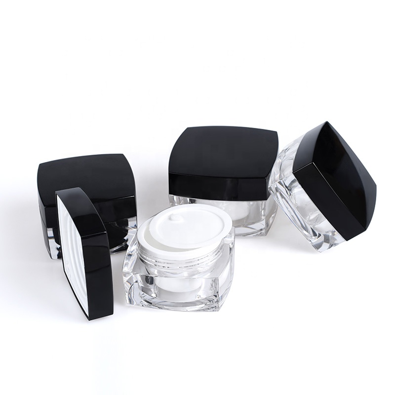 Wholesales Cosmetic Packaging container double wall 5g 10g 15g 30g 50g Square shape Acrylic Cosmetic cream jar