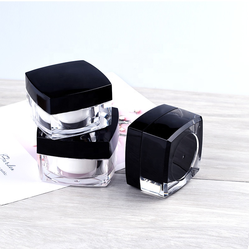 Wholesales Cosmetic Packaging container double wall 5g 10g 15g 30g 50g Square shape Acrylic Cosmetic cream jar