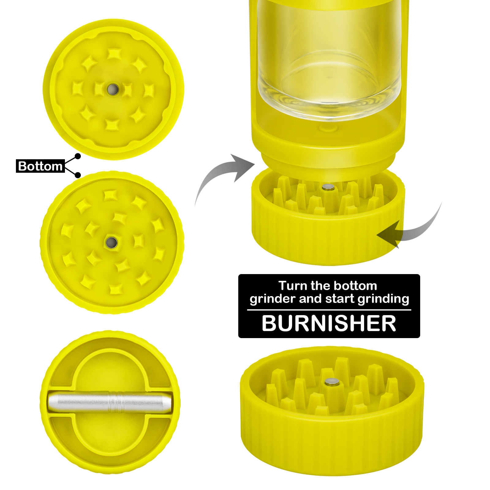 Wholesales Custom Glowing Jar LED Stash Magnifying Jar Plastic Light Up Jar Smoking Accessories with Herb Grinder and Smoke Pipe