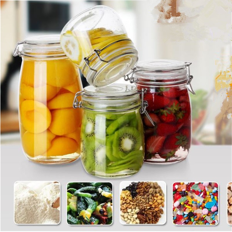 Wholesales Factory Price Glass Jar With Metal Clip/Glass Storage Jar Bottle With Flip Top Cap