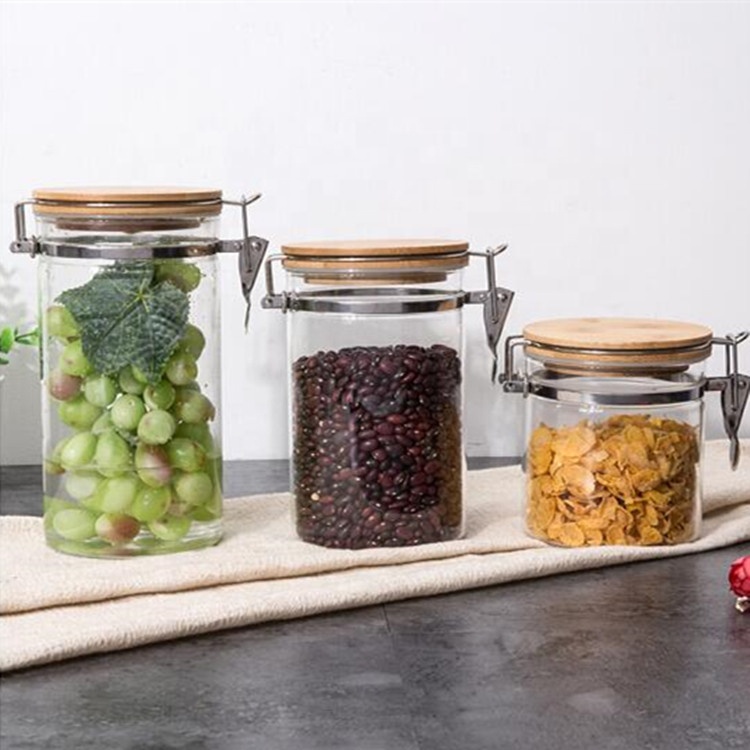 Wholesales Factory Price Glass Jar With Metal Clip/Glass Storage Jar Bottle With Flip Top Cap