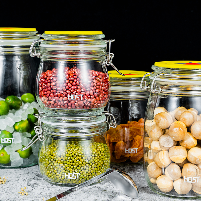 Wholesales Factory Price Glass Jar With Metal Clip/Glass Storage Jar Bottle With Flip