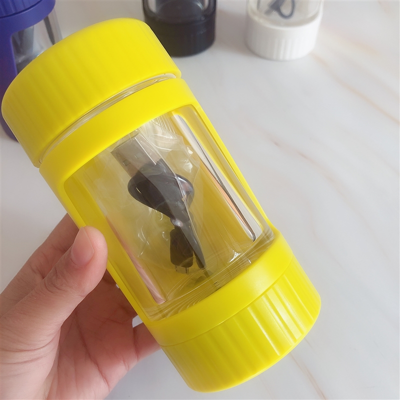 Wholesales custom LED glass glow jar ABS lighting magnifying storage container jar smoking accessories with grinder smoke pipe