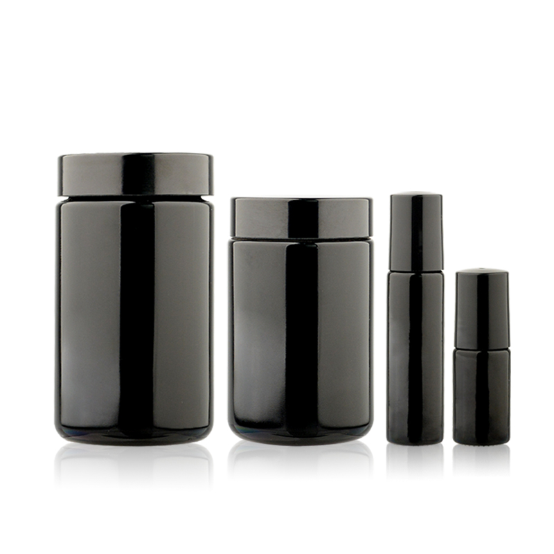 Wholesales dark violet glass jar with special shape plastic cap big capacity