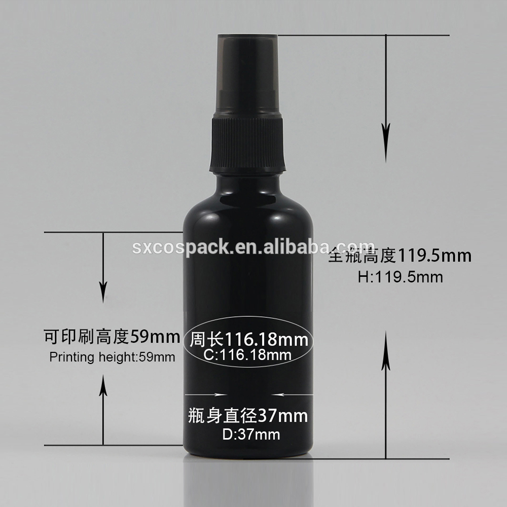 Wholesales empty Glossy black 10ml 15ml 20ml 30ml 50ml 100ml cosmetic glass spray or perfume bottle packaging