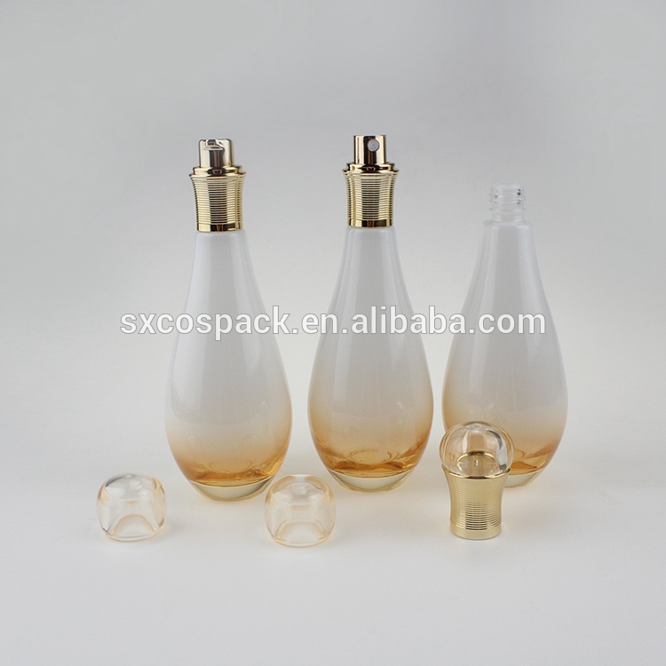 Wholesales empty glass cosmetic set of 60ml 100ml 150ml Lotion Pump or spray bottle and 50g cream jar with cap