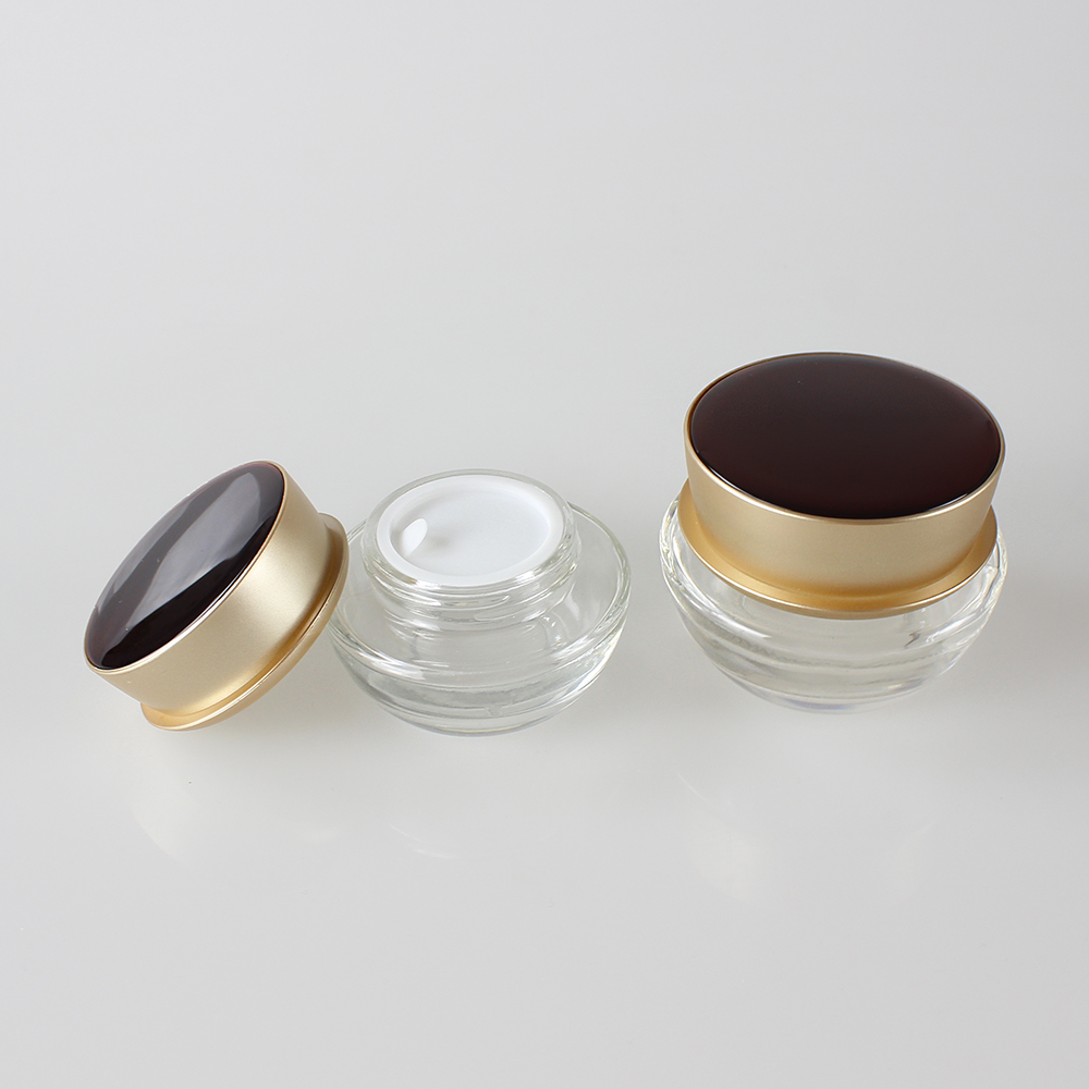 Wholesales empty glass cosmetic set of30ml 40ml 100ml 120ml Lotion Pump bottle and 30g 50g cream jar with cap