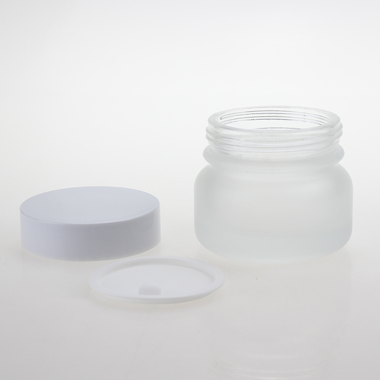 Wholesales empty matte clear glass 50ml 110ml 150ml Lotion Pump Bottle and cream jar in 50g with white or black cap