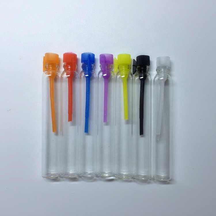 Wholesales mini cosmetic sample tester tube 0.5ml 1ml 2ml 3ml clear perfume glass vials for trial