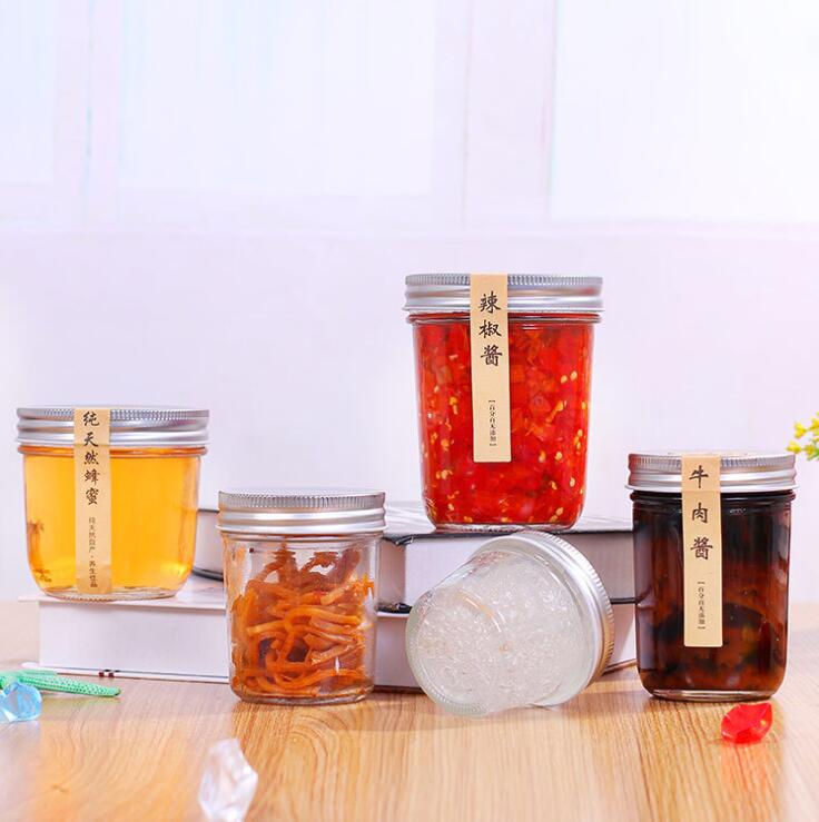 Wholesales round wide mouth with metal lug off cap for food storage or homemade 500ml Mason Glass Jar