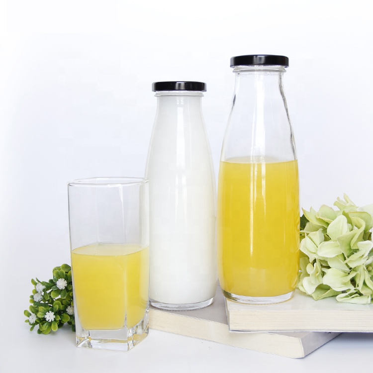 Wholesales screen printing milk industry clear glass milk bottle 500ml 250ml with twist off lid