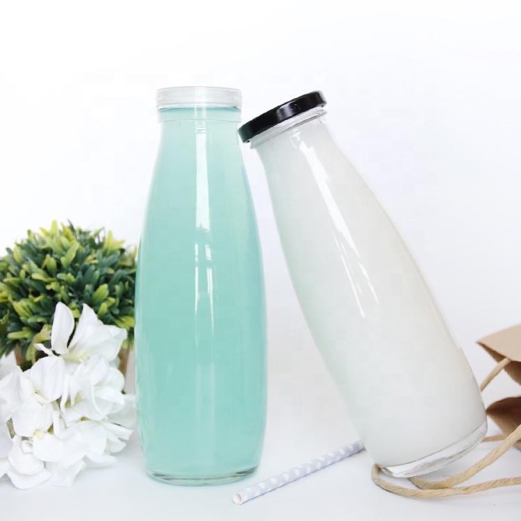 Wholesales screen printing milk industry clear glass milk bottle 500ml 250ml with twist off lid