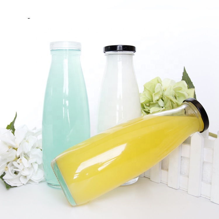 Wholesales screen printing milk industry clear glass milk bottle 500ml 250ml with twist off lid