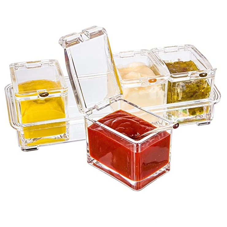 Wholesales transparent acrylic spice jar Clear Acrylic Spice Pots Storage Container Jars With Spoons