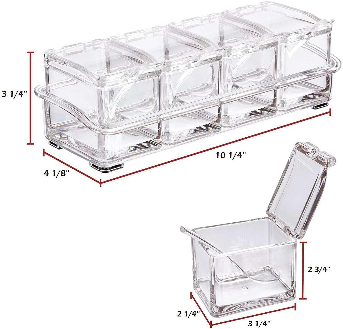 Wholesales transparent acrylic spice jar Clear Acrylic Spice Pots Storage Container Jars With Spoons