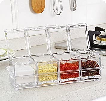 Wholesales transparent acrylic spice jar Clear Acrylic Spice Pots Storage Container Jars With Spoons