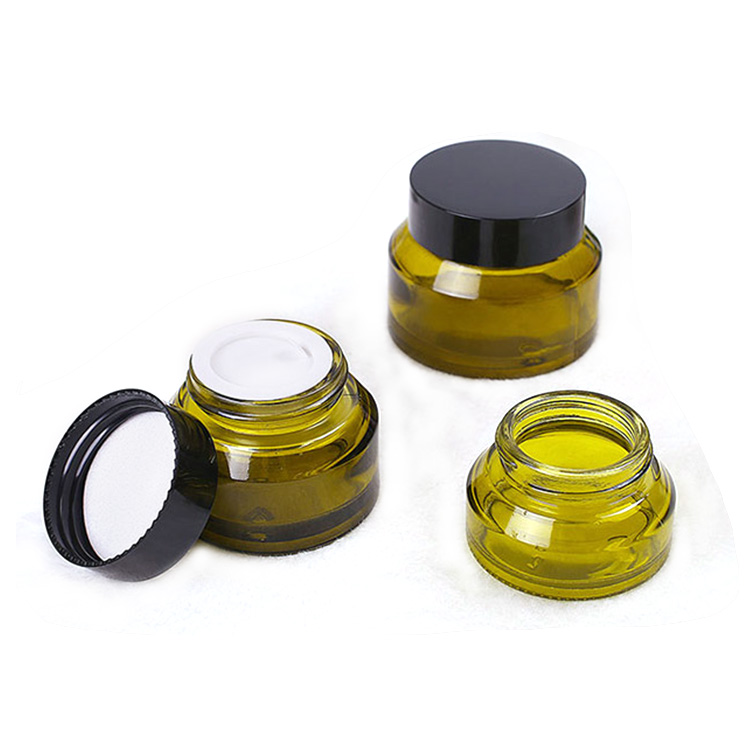 Wholsale empty 1oz 15g 30g 50g amber glass cosmetic cream jar for skincare packaging with screw lid