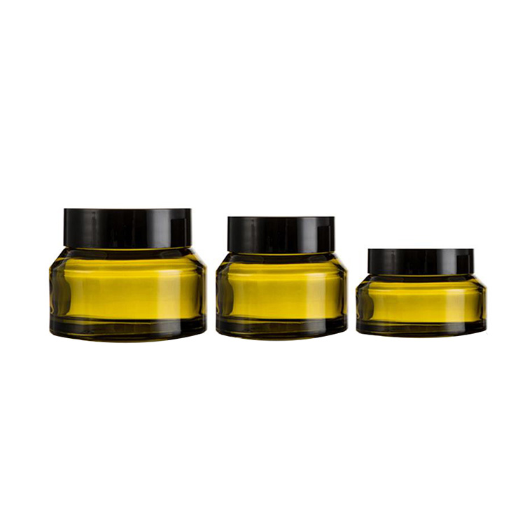 Wholsale empty 1oz 15g 30g 50g amber glass cosmetic cream jar for skincare packaging with screw lid