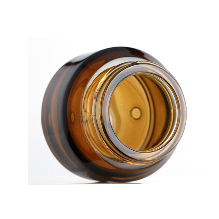 Wholsale empty 1oz 15g 30g 50g amber glass cosmetic cream jar for skincare packaging with screw lid