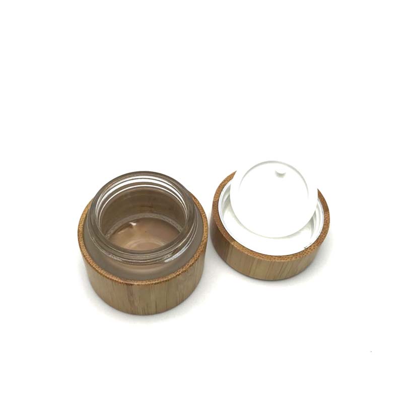 Whosale 1oz 30g eco friendly cosmetic cream glass jar covered with bamboo wooden lid
