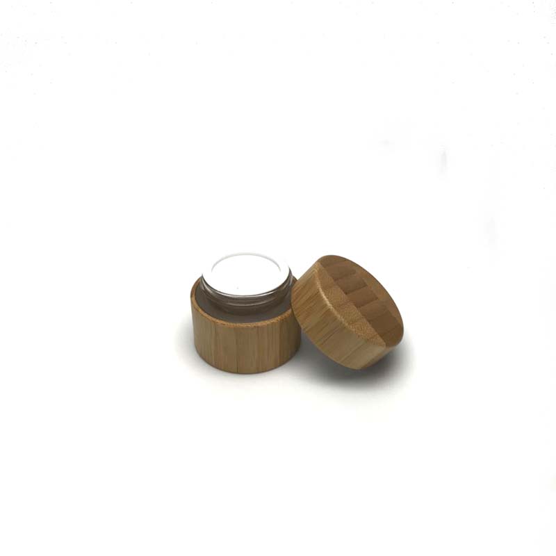 Whosale 1oz 30g eco friendly cosmetic cream glass jar covered with bamboo wooden lid
