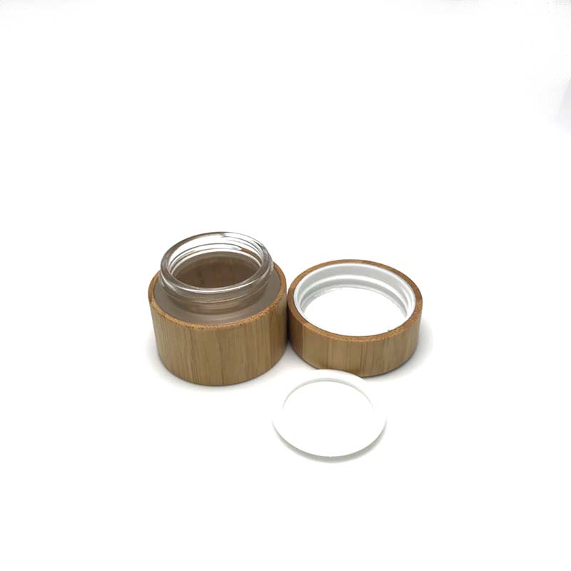 Whosale 1oz 30g eco friendly cosmetic cream glass jar covered with bamboo wooden lid