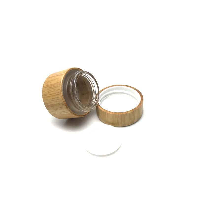 Whosale 1oz 30g eco friendly cosmetic cream glass jar covered with bamboo wooden lid