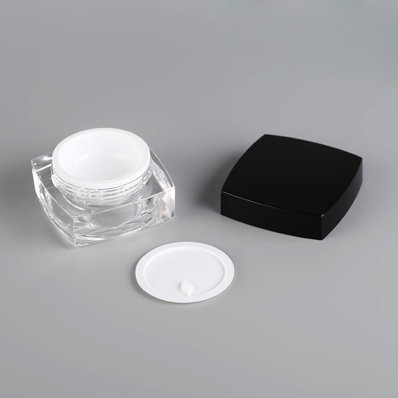 Whosale 30g 50g Square Acrylic PP Double Wall Plastic Empty Transparent Cream Jar