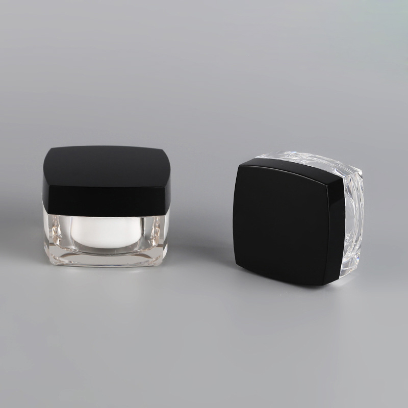 Whosale 30g 50g Square Acrylic PP Double Wall Plastic Empty Transparent Cream Jar
