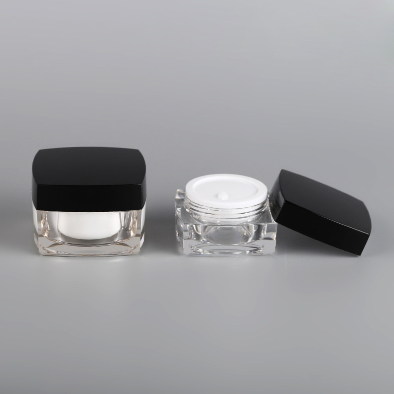 Whosale 30g 50g Square Acrylic PP Double Wall Plastic Empty Transparent Cream Jar