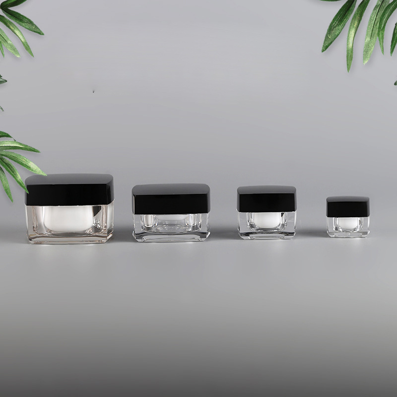 Whosale 30g 50g Square Acrylic PP Double Wall Plastic Empty Transparent Cream Jar