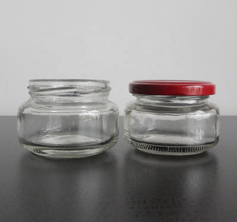 Wide Mouth 100ml Round Glass Jar With Metal Cap For Jam  Caviar Storage